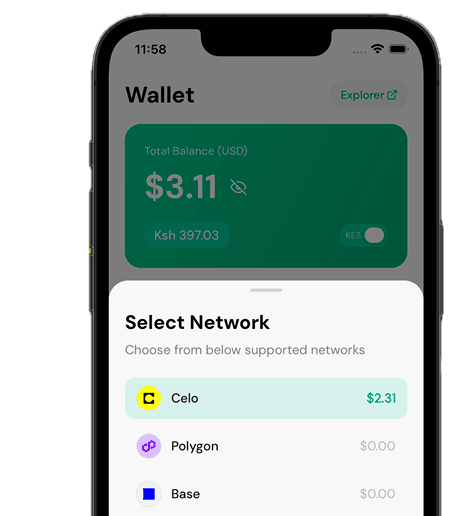 Wallet network selection screen